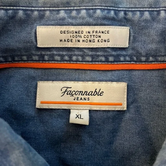 Faconnable Vintage Soft Denim Patch Pocket Field Shirt in Blue Size XL - Picture 5 of 6